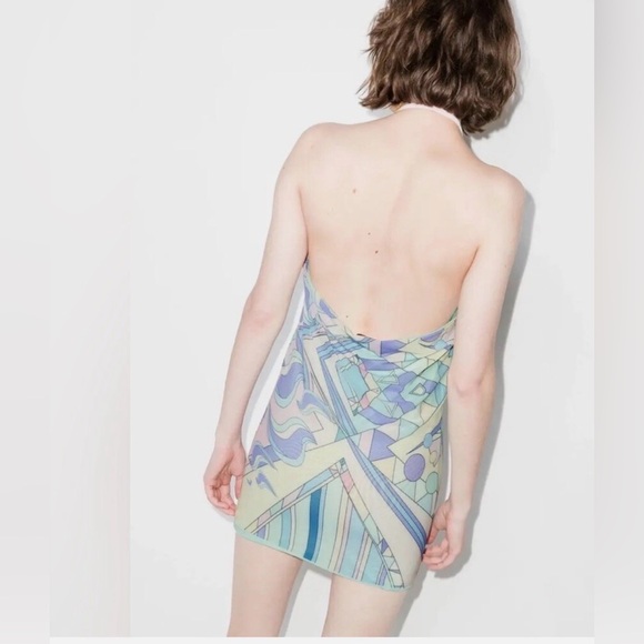 OCEANUS Abstract Multi Lynda set,
 Halter neck Louise Mesh Sequin Mini Dress - Picture 4 of 8